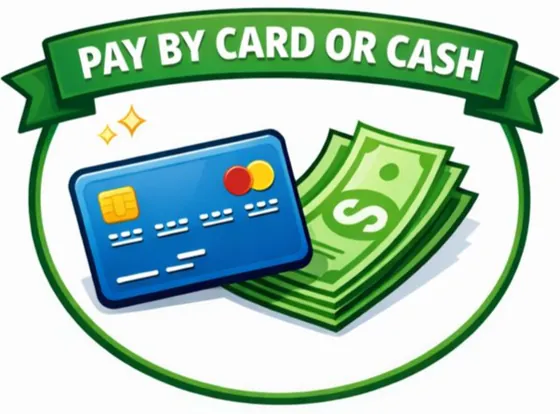 Pay by card or cash